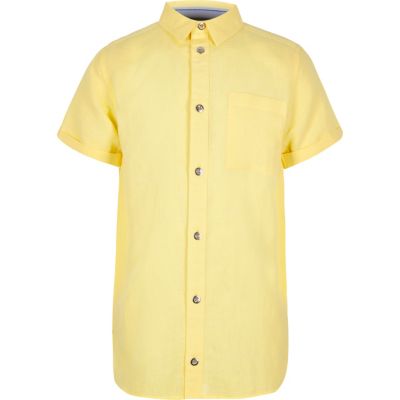 Boys yellow linen short sleeve shirt